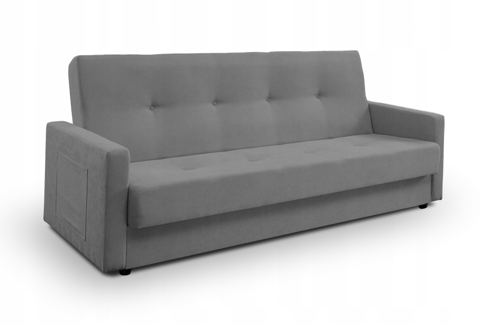 Kanapa Rozkładana, Sofa z bokami, Wersalka, Łożko - Kolor Szary