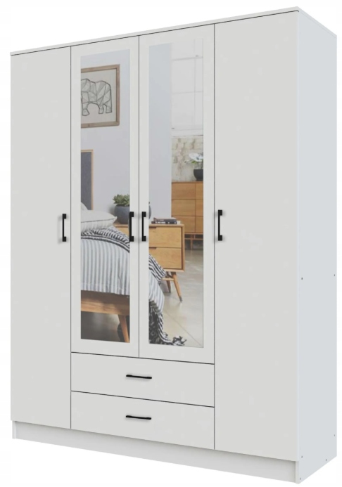 SZAFA CENTO 160X205 BIAŁA Z LUSTREM