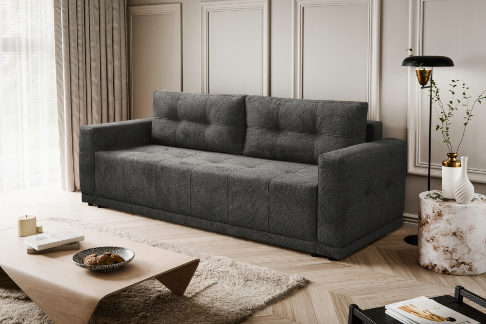 Sofa kanapa LUSSO z funkcją spania na sprężynach bonell czarna