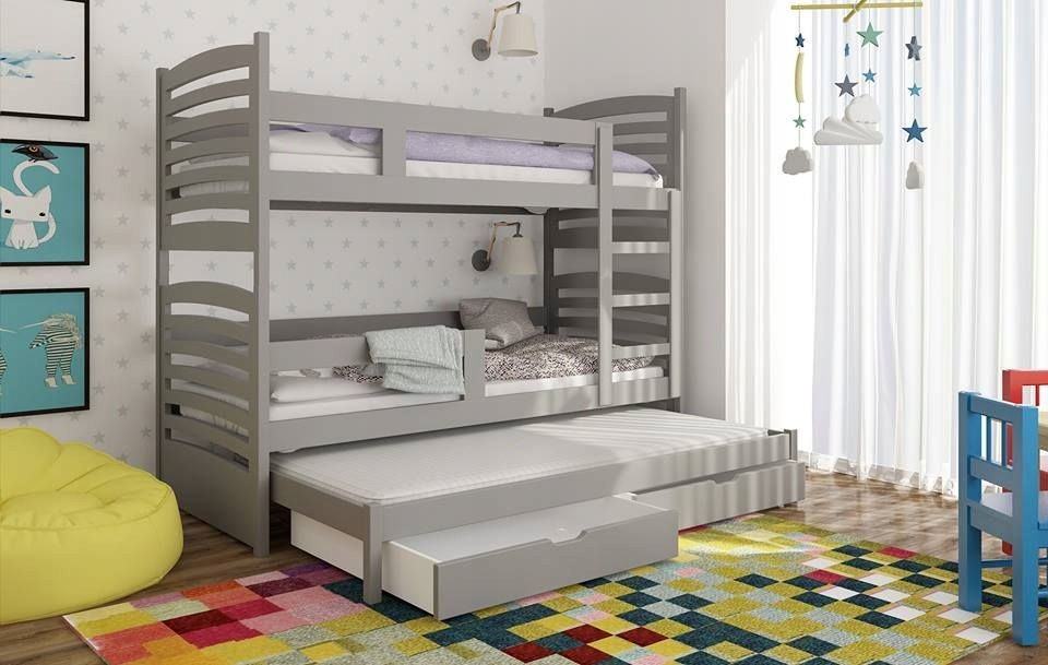 Łóżko piętrowe JANEK 3 osobowe + materace GRATIS