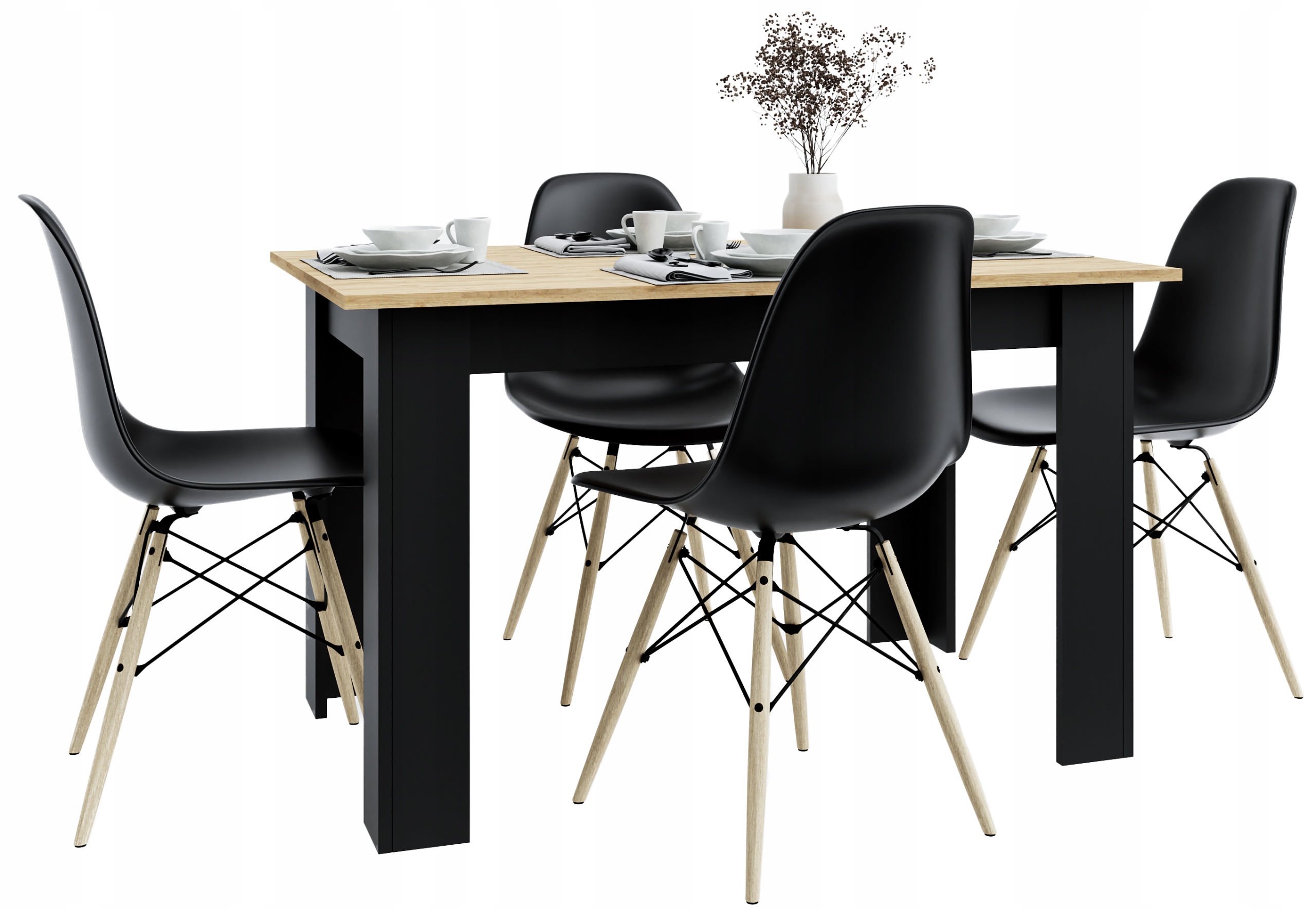 Stół Kuchenny Stolik do Jadalni Kuchni Salonu 120x80 Dąb Craft Nogi Czarne Kod producenta 120x80 Dąb Craft+czarny
