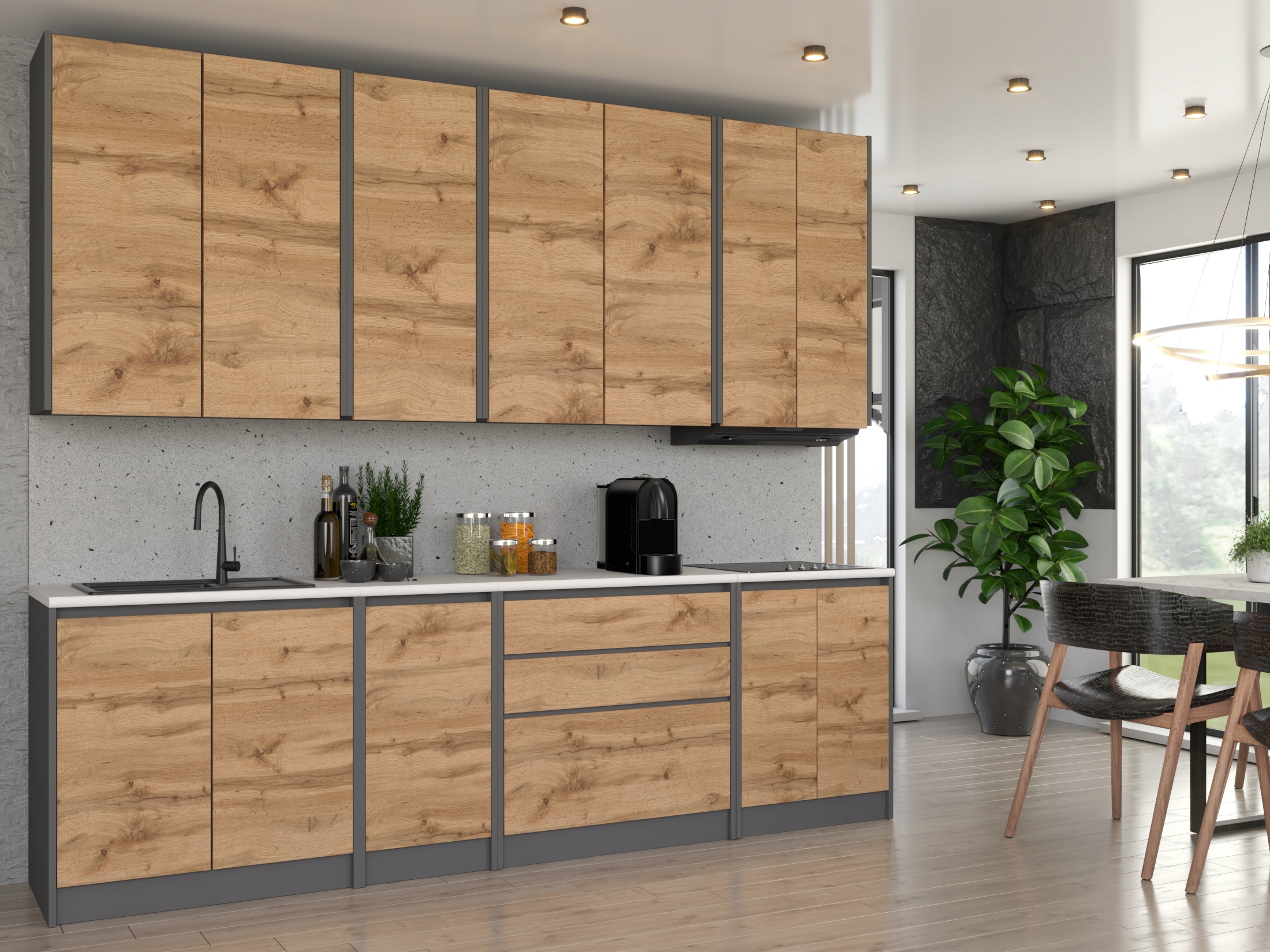 Zestaw mebli kuchennych Meble kuchenne Kuchnia bezuchwytowa LUX 2,6m KOLORY Materiał płyta laminowana